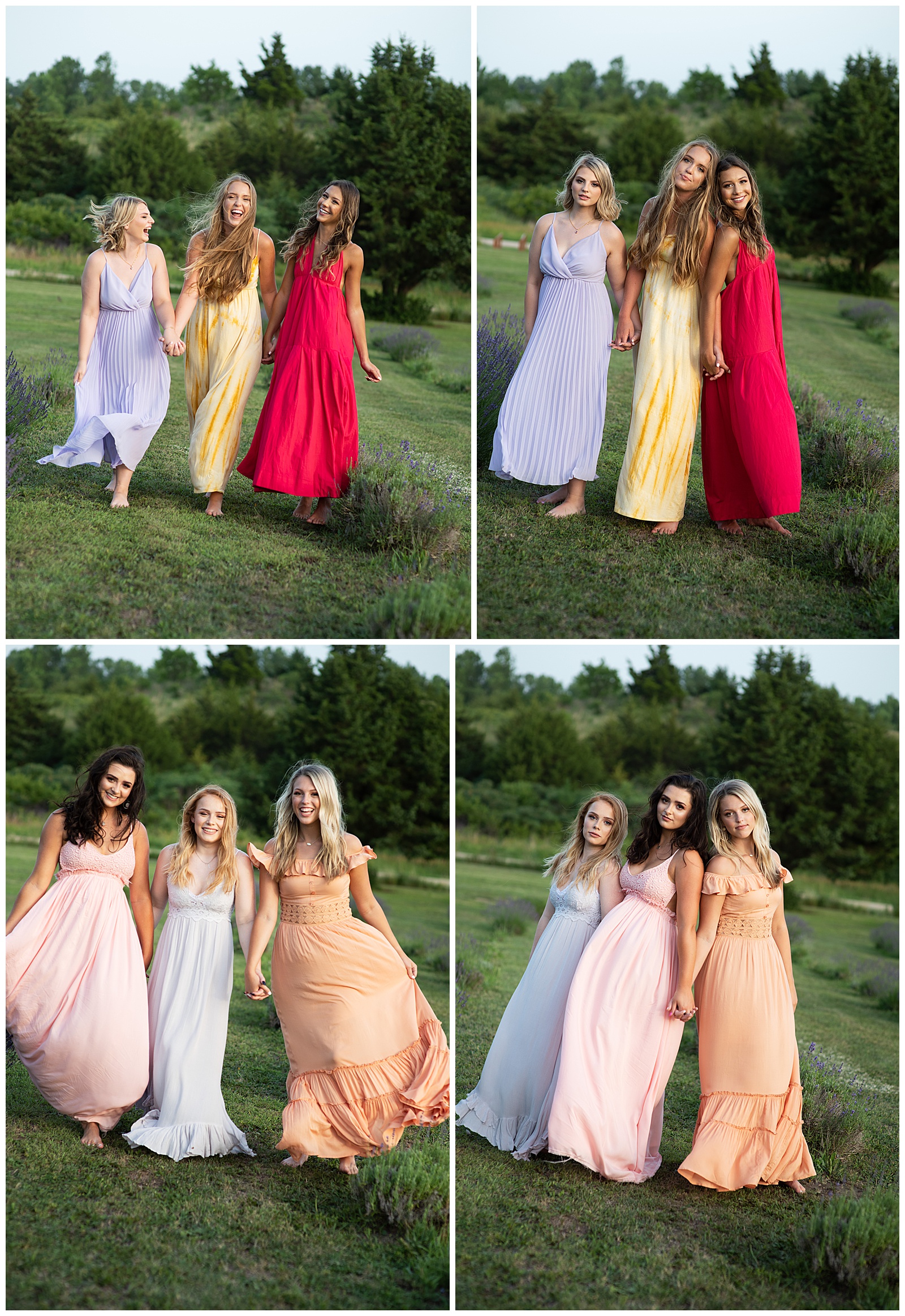 Senior girls model team lavender field boho dresses