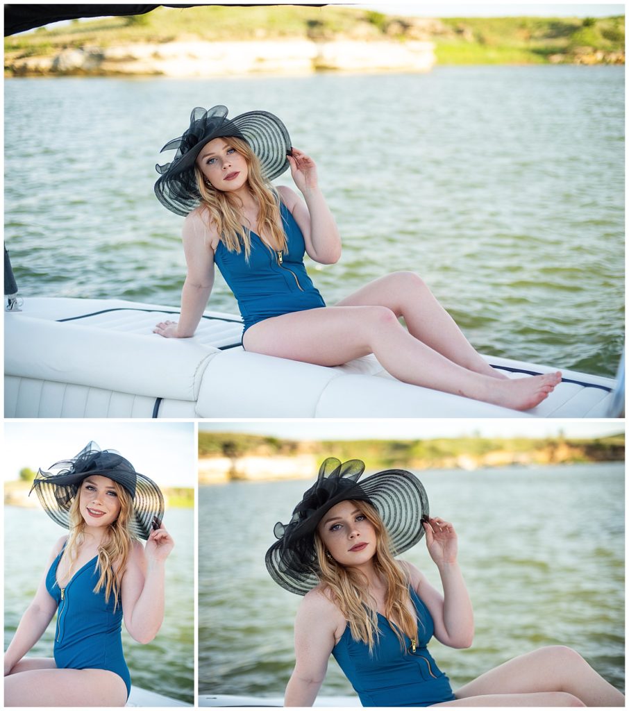 senior photos in boat Kansas