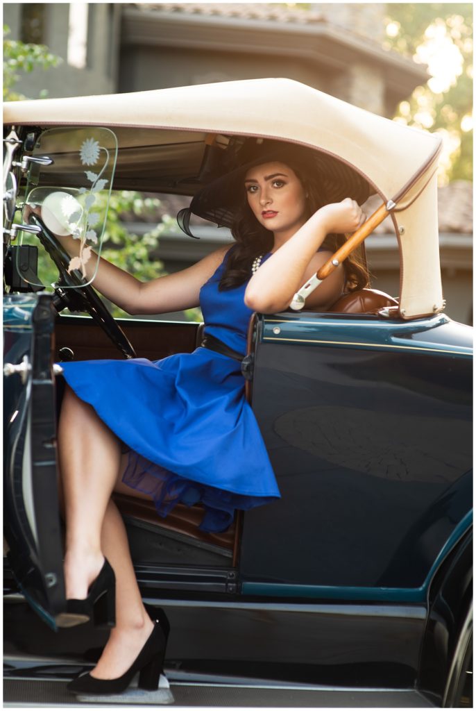girl in blue dress vintage Audrey Hepburn shoot wichita ks