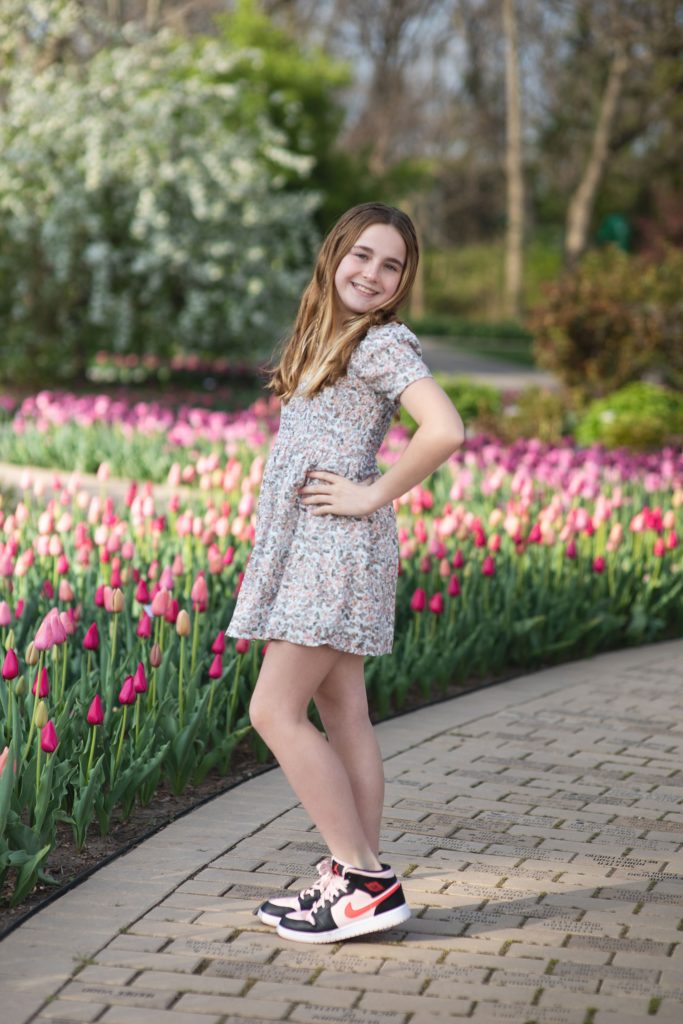 girl in tulips