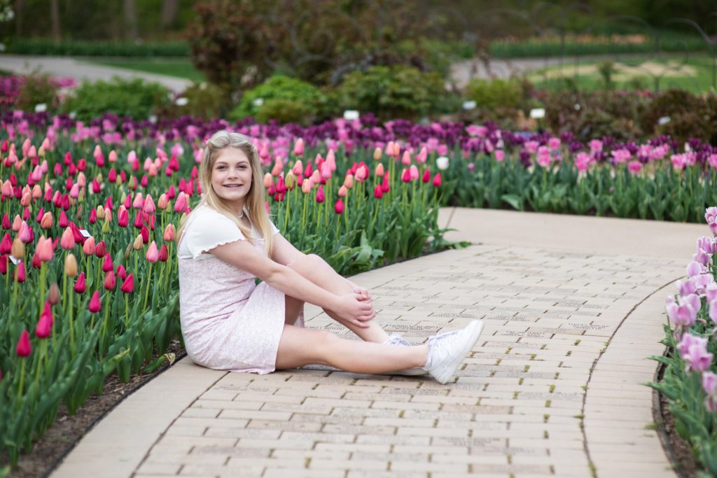 girl in tulips